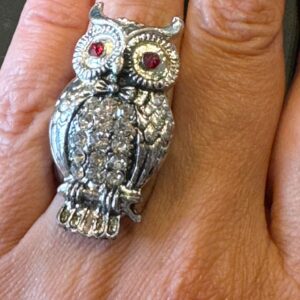 Snygg ring med uggla och bling